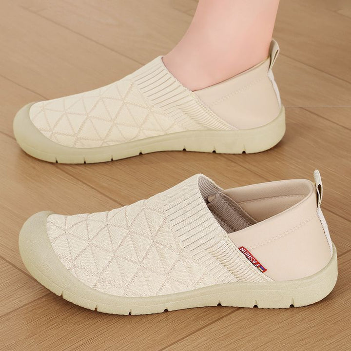 Ladies nan breathable knitted slip-on comfort half shoe with elastic shaft and shock-absorbing EVA sole Mune Fashion