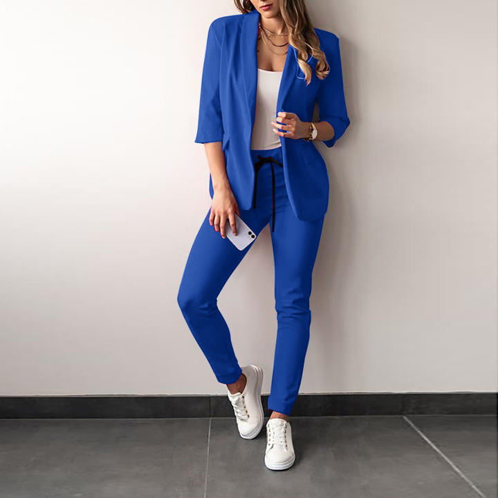 Women's two-piece blazer jogger set with tailored blazer and elastic waistband trousers Mune Fashion