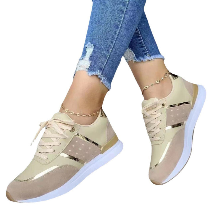 Women's Trendy Platform Sneakers with Metallic Accents and Padded Comfort Sole Mune Fashion