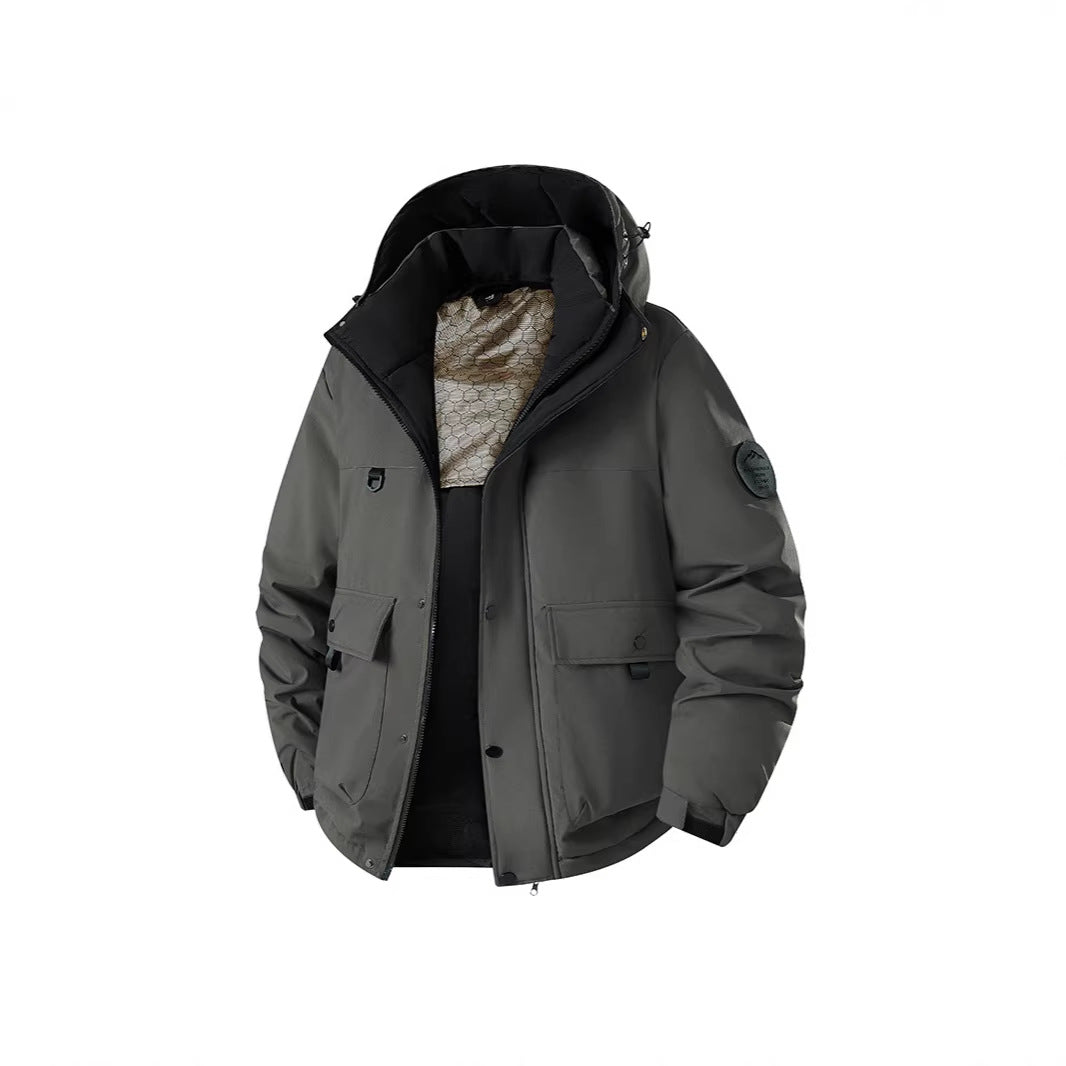 Men's Insulated Urban Parka with Stand-up Collar and Concealed Hood Mune Fashion