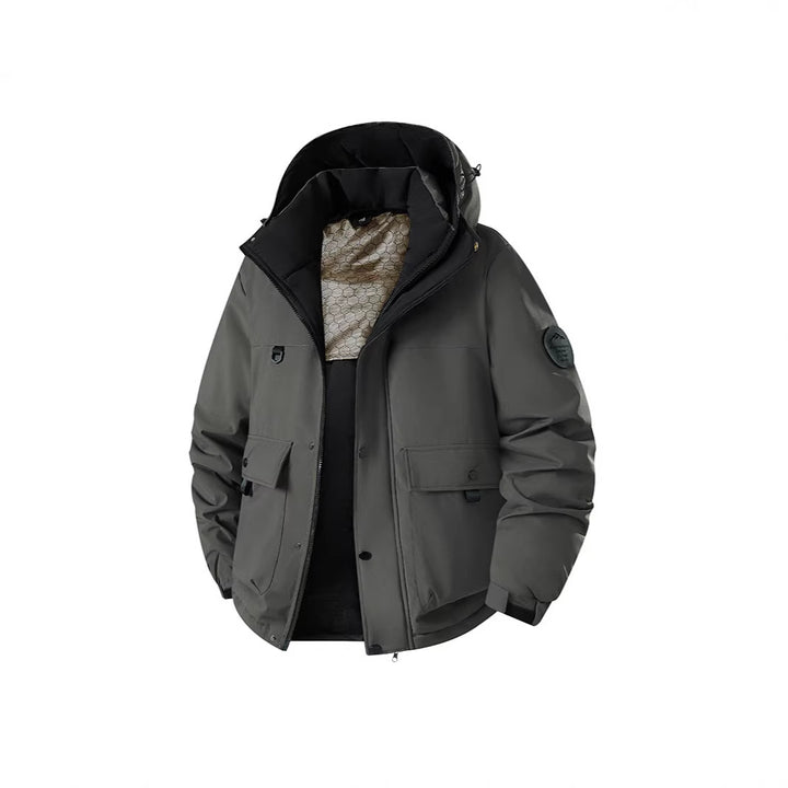 Men's Insulated Urban Parka with Stand-up Collar and Concealed Hood Mune Fashion