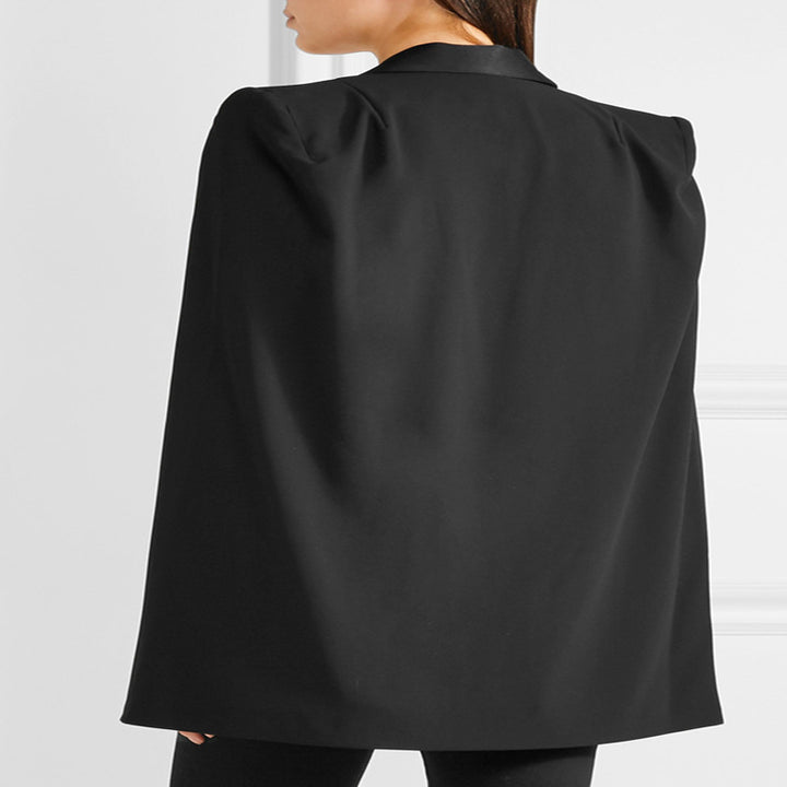 Women Tailored Evening Cape Blazer with Satin Shawl Collar and Cape Sleeves Mune Fashion