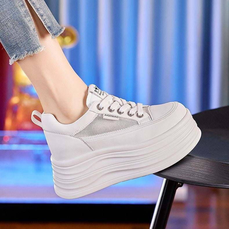 Women's sporty platform sneakers with breathable upper material combination Mune Fashion