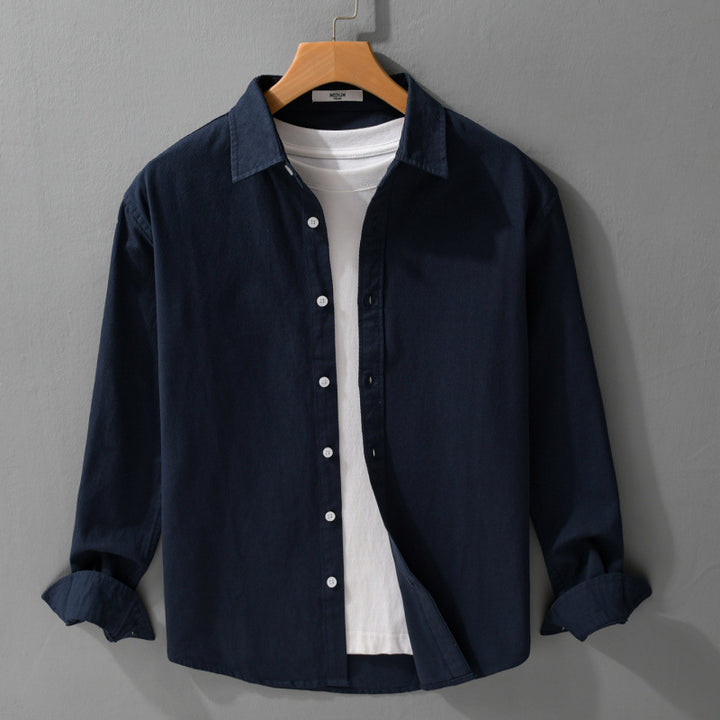 Men's Textured Cotton Shirt Jacket Overshirt in Relaxed Fit with Kent Collar Mune Fashion