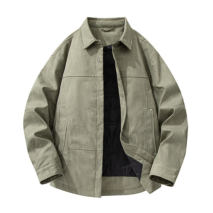 Herren gesteppte, gefütterte Canvas-Utility-Jacke mit Druckknöpfen Mune Fashion