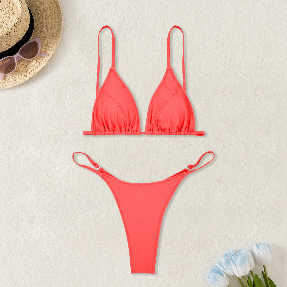 Women’s triangle bikini with ultra-high leg cut and fine gathering Mune Fashion