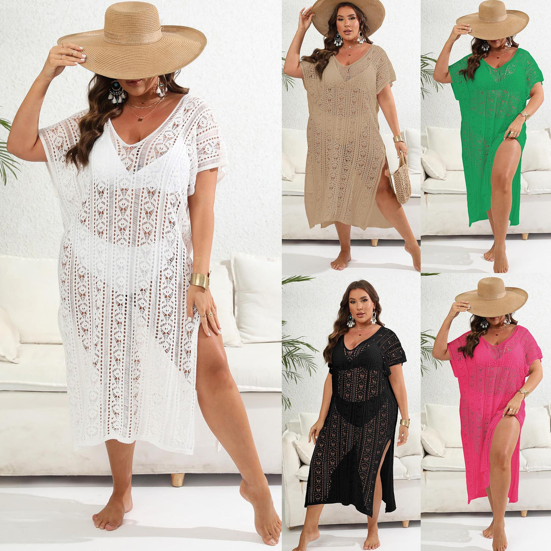 Women’s crochet beach dress with side slit and airy structure Mune Fashion