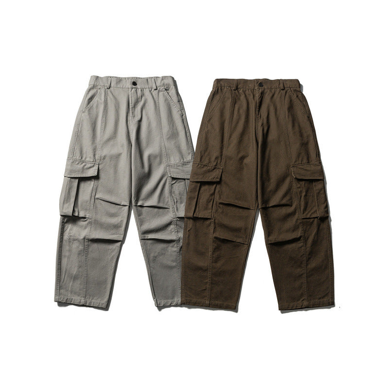 Men's Wide Utility Cargo Pants in Baggy Cut with Multiple Pockets and Reinforced Knee Areas Mune Fashion