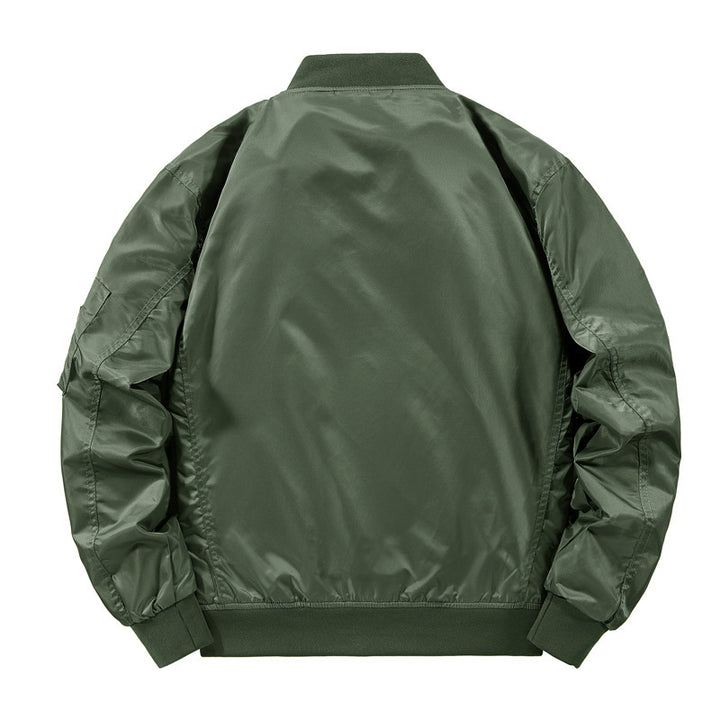 Men's Nylon Bomber Jacket in Pilot Style with Arm Pocket and Ribbed Cuffs Mune Fashion