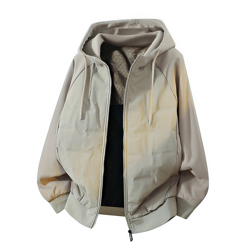 Men's lightweight hooded jacket with quilted lining, drawstring hood, and elastic waistband Mune Fashion