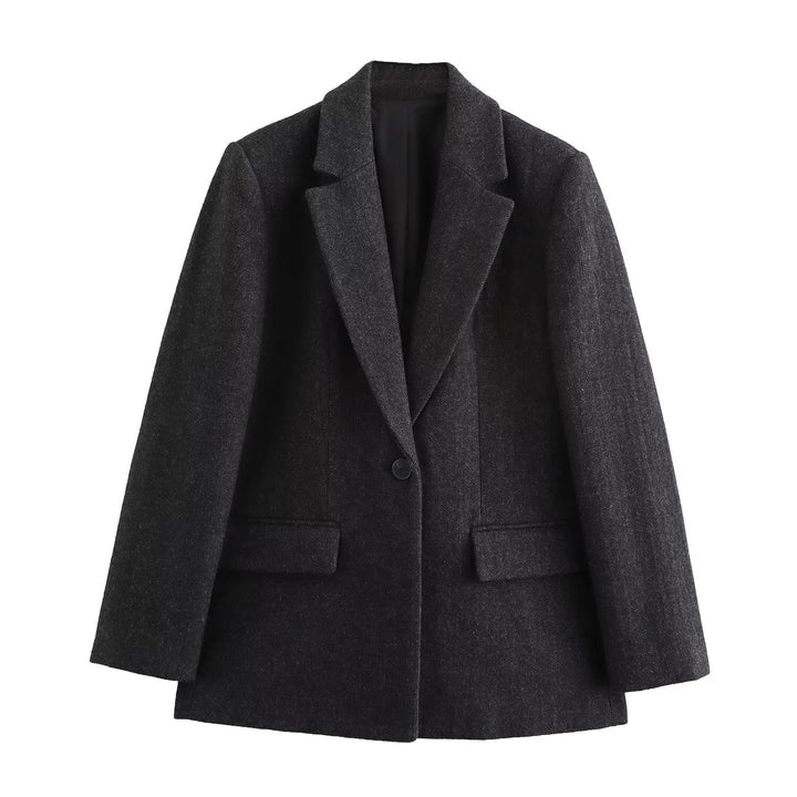 Women's wool blend blazer coat with tailored cut and single button closure Mune Fashion