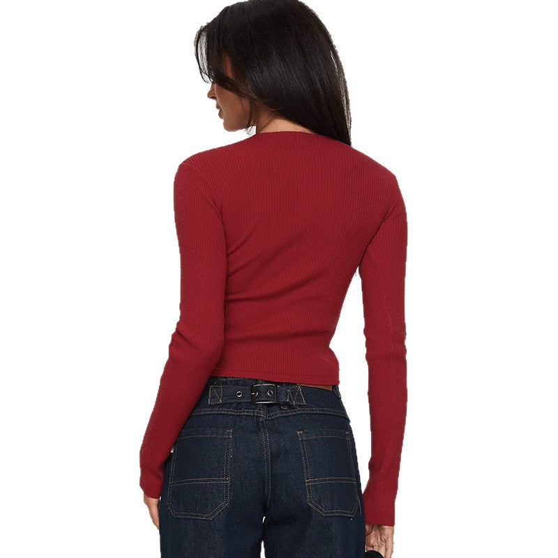 Damen Kurz geschnittene Rippstrick-Cardigan mit Knopfleiste Mune Fashion