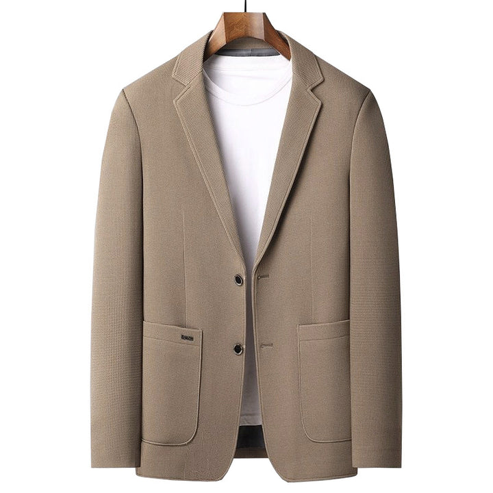 Men's Casual Blazer with Unstructured Silhouette, Waffle Texture and Patch Pockets Mune Fashion