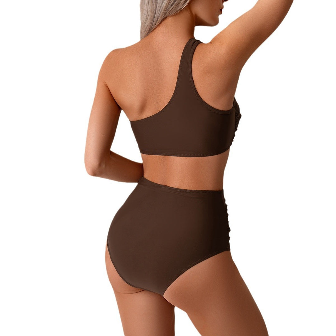 Women's Sporty Bikini Set with Asymmetrical Top and High Cut Mune Fashion