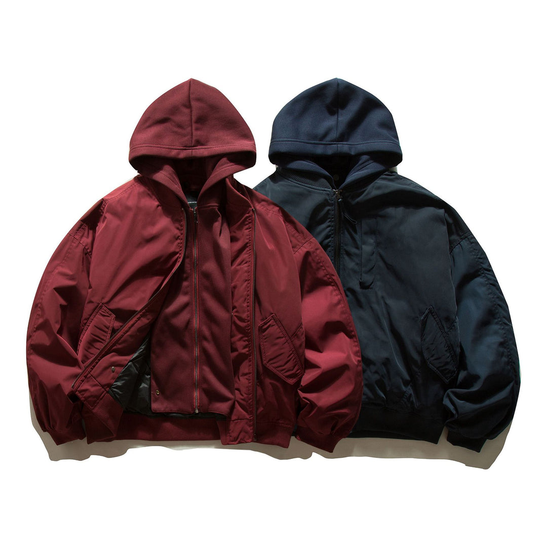 Men's Hooded Bomber Jacket in Pilot Style with Nylon Outer Material and Raglan Sleeves Mune Fashion