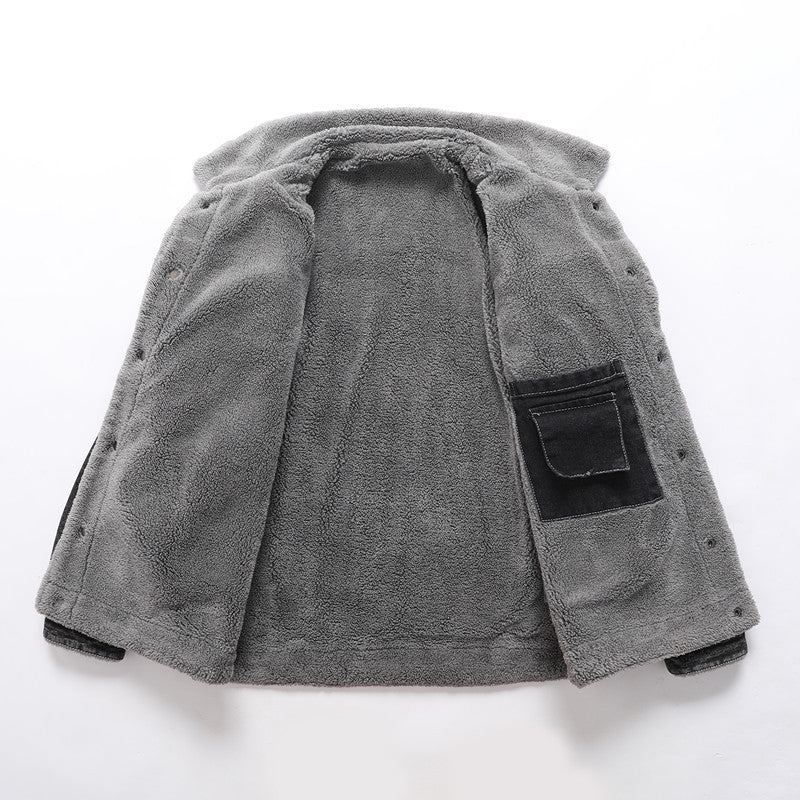 Men's Sherpa-lined denim jacket with teddy lining and chest pocket Mune Fashion