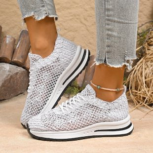 Women's knitted slip-on platform sneakers with breathable upper material and padded comfort insole Mune Fashion