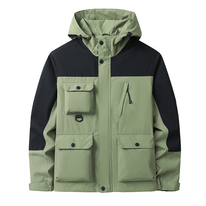 Men's Technical Utility Field Jacket with Hood, Multiple Pockets and Wind-Resistant Shell Mune Fashion