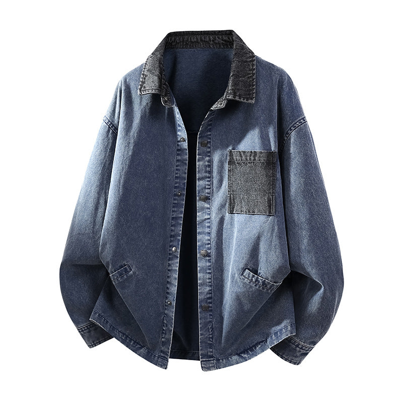 Men's loose-fitting denim shirt jacket with boxy shape and side pockets Mune Fashion