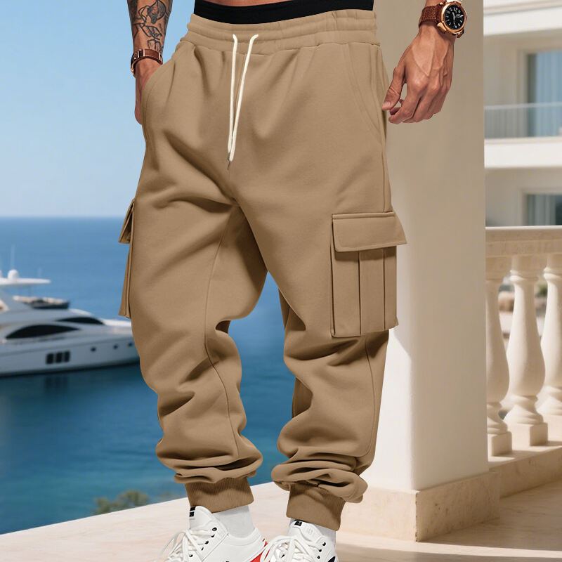 Men's Cargo Jogging Pants with Elastic Waistband Drawstring and Sewn Side Pockets Mune Fashion