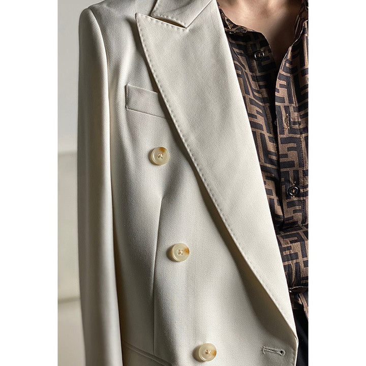 Women Double-Breasted Wool Blazer Mune Fashion