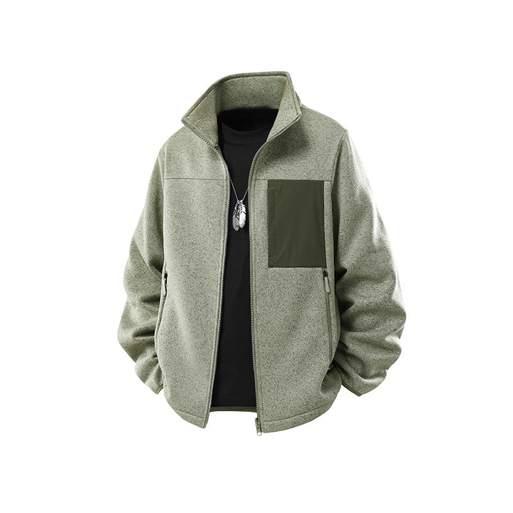 Men's Structured Fleece Zip Jacket with High Stand Collar and Nylon Chest Pocket Mune Fashion