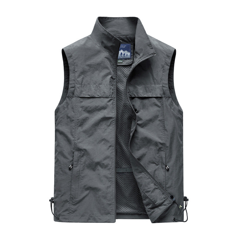 Men's ultra-lightweight packable travel utility vest with mesh inner lining, stand-up collar and drawstring hem Mune Fashion
