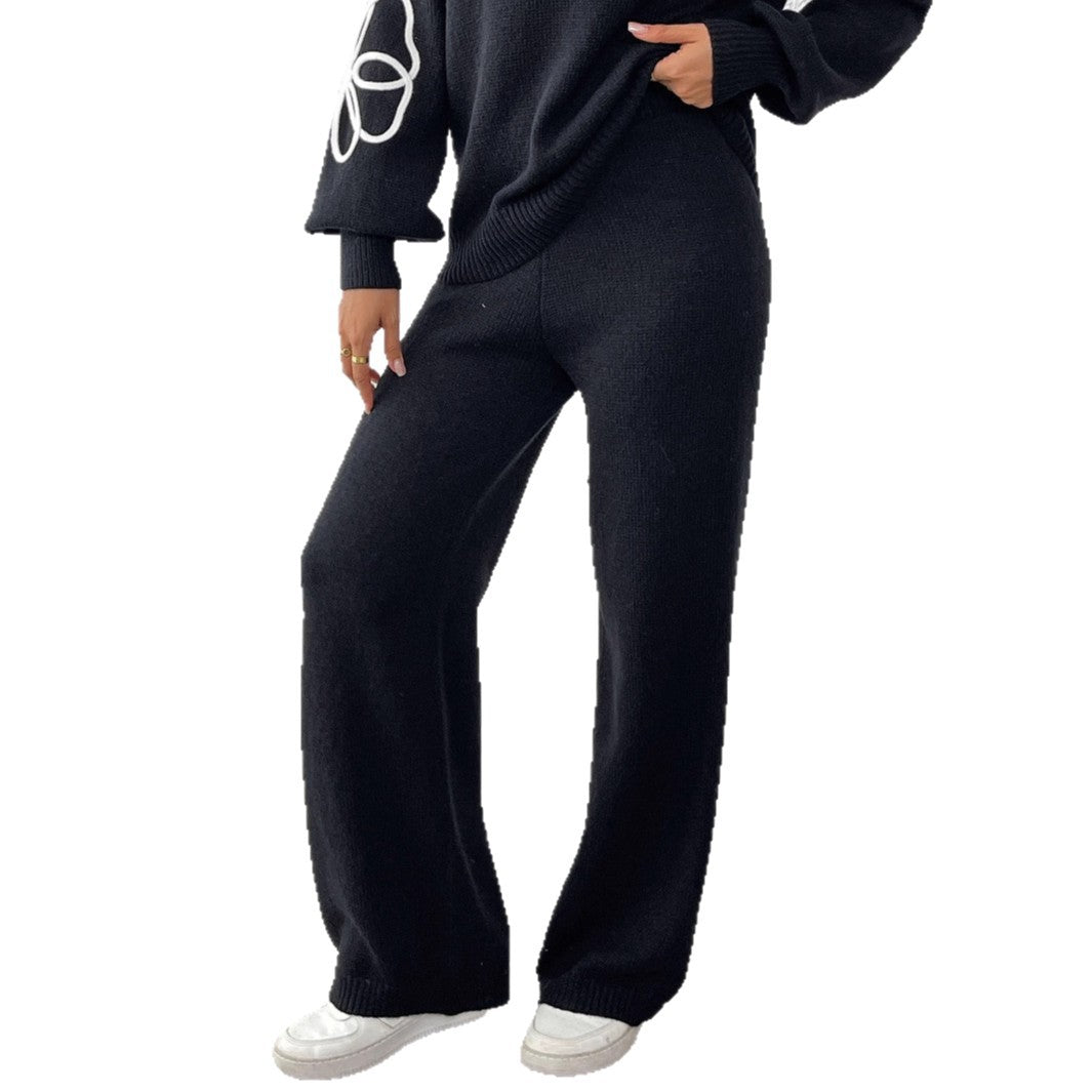 Women's casual knit pants with a wide cut Mune Fashion