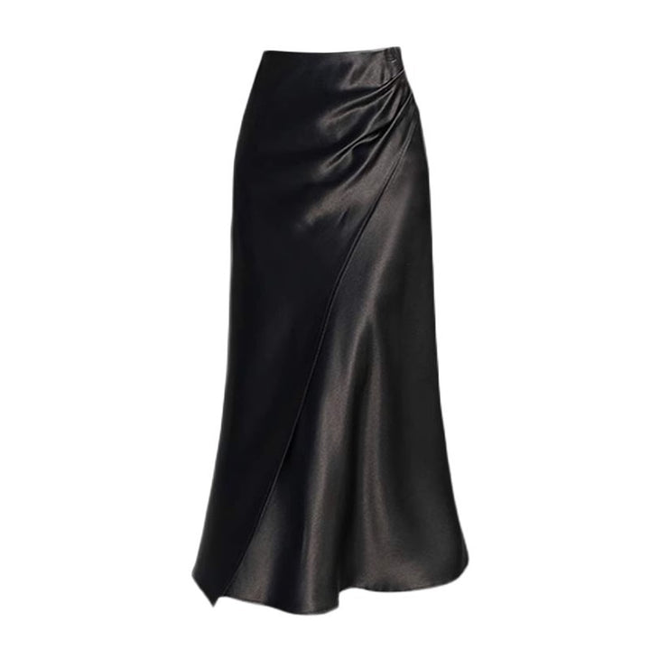 Women Elegant Satin Midi Skirt Mune Fashion