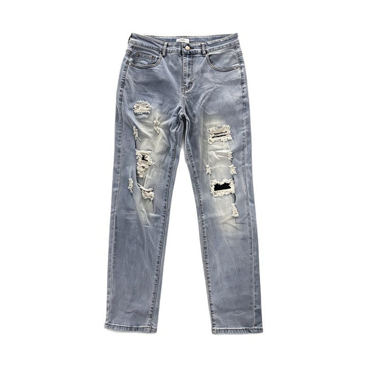 Men's Fashionable Ripped Denim Pants Mune Fashion