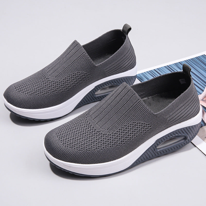 Women's elastic knit slippers with ergonomic wedge sole and visible air cushion capsule Mune Fashion