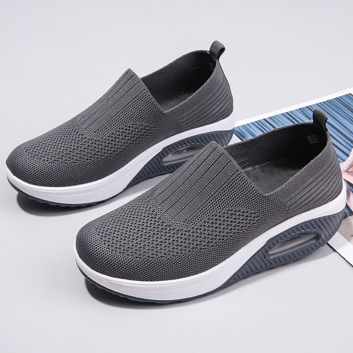 Women's elastic knit slippers with ergonomic wedge sole and visible air cushion capsule Mune Fashion