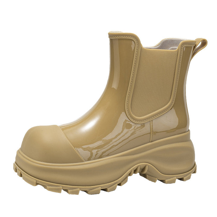 Women's Platform Rubber Chelsea Boots with sturdy Lug Sole Mune Fashion