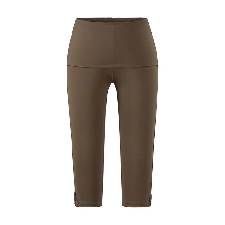 Women's capri leggings with high fold-over waistband, shaping effect and side leg slit Mune Fashion
