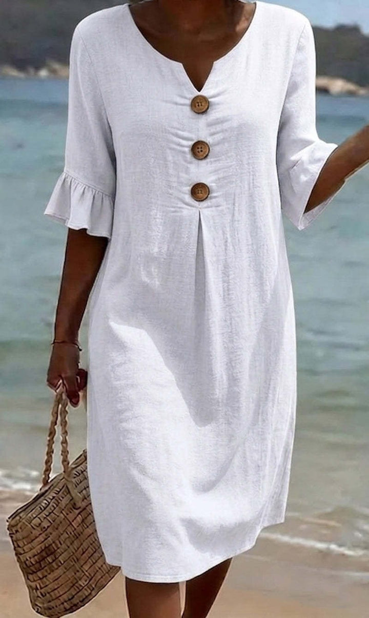 Women's Lightweight Summer Dress with Button Details Mune Fashion
