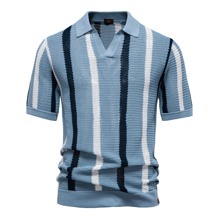 Men's short-sleeved knitted polo with collar and textured knit fabric Mune Fashion