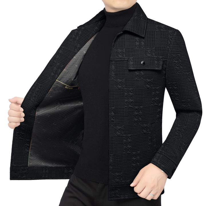 Men's Structured Overshirt in Glencheck Relief with Shirt Collar Mune Fashion