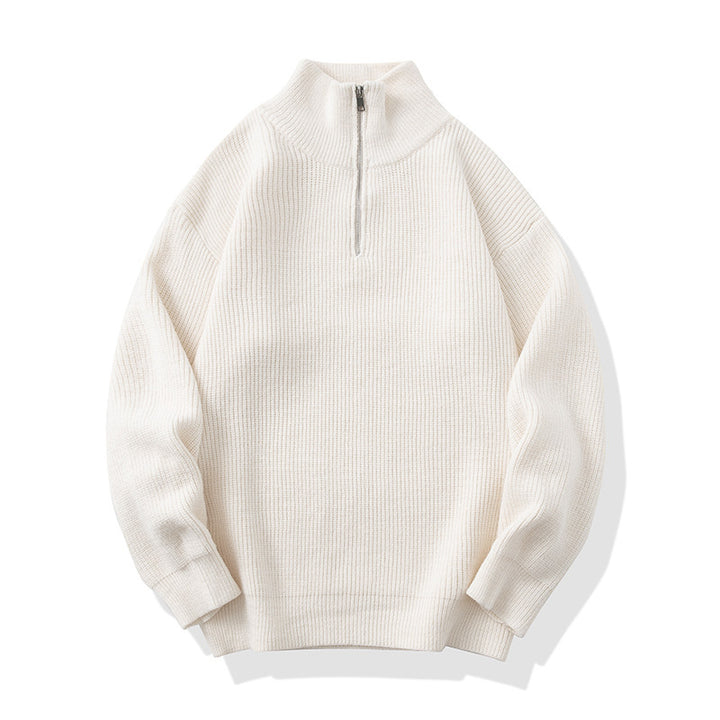 Women's High-Quality Knit Sweater with Stand-Up Collar and Zipper Mune Fashion