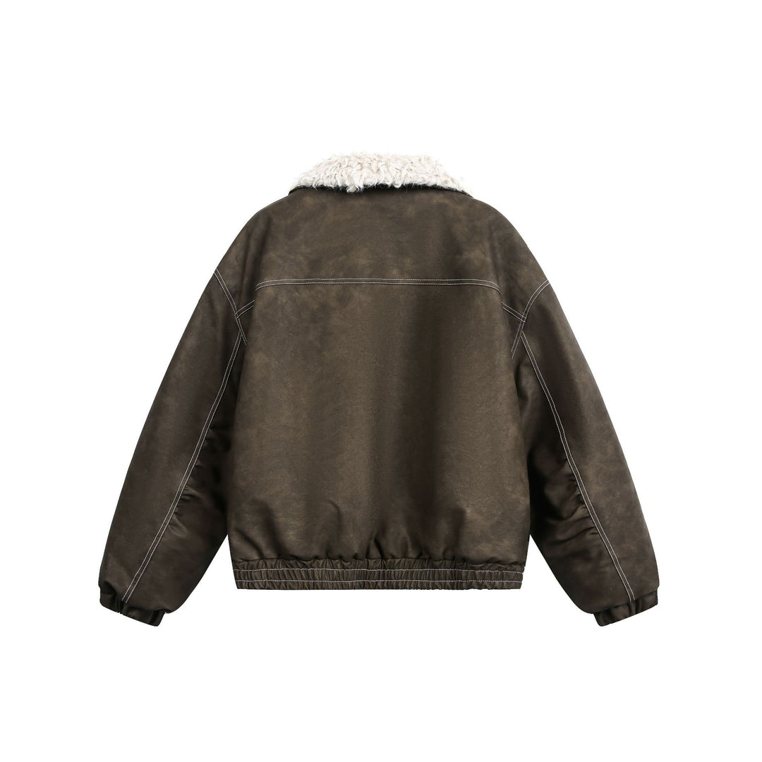 Men's Boxy Suede-Look Blouson with Teddy Lining and High Collar Mune Fashion
