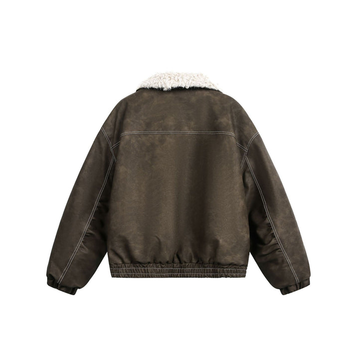 Men's Boxy Suede-Look Blouson with Teddy Lining and High Collar Mune Fashion