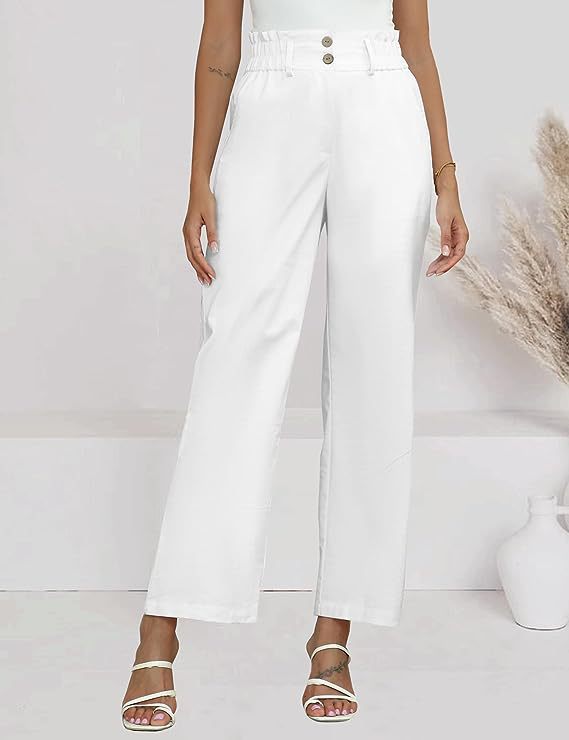 Women High-Waisted Paperbag Pants with Wide Leg Mune Fashion