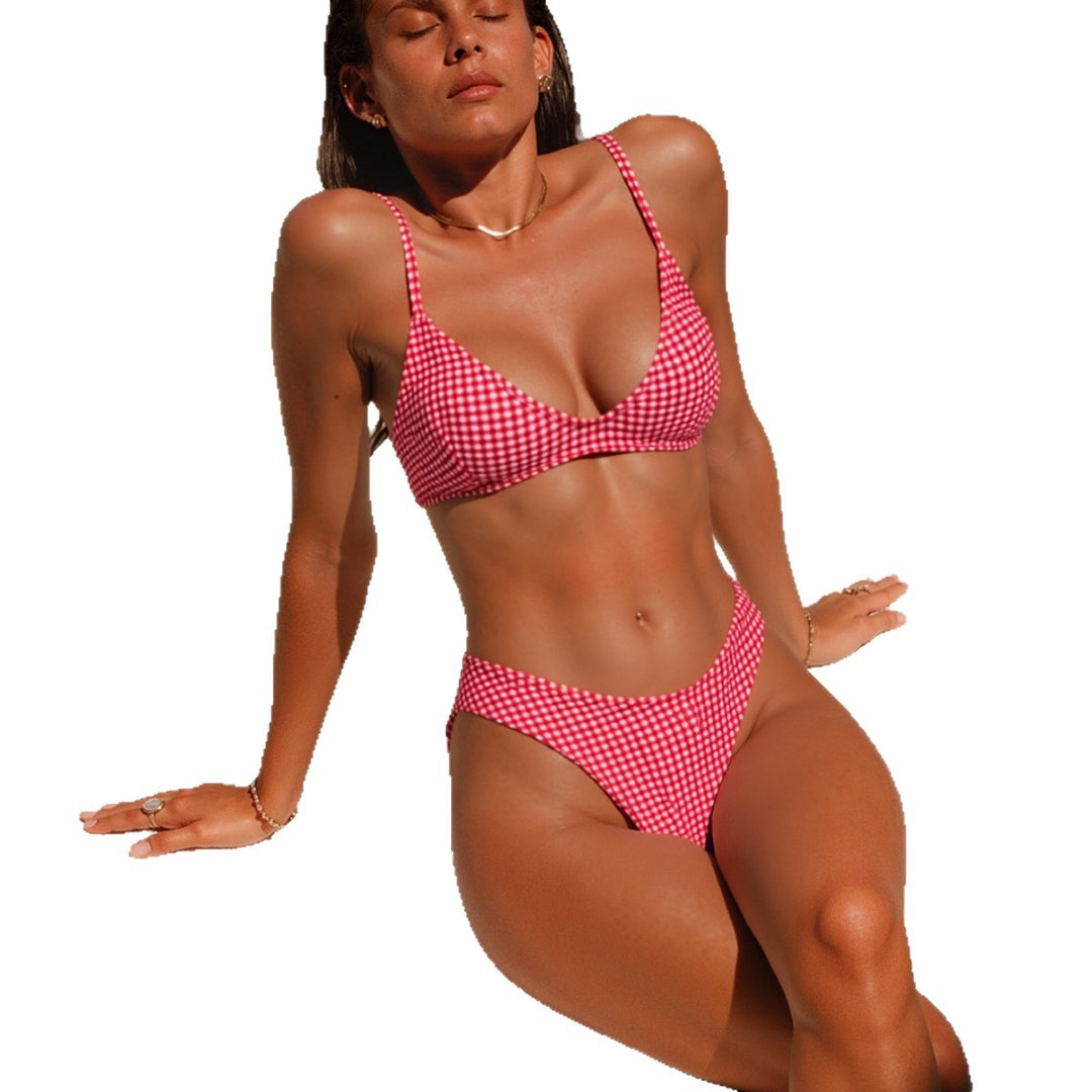 Women's triangle bikini with casual check pattern Mune Fashion