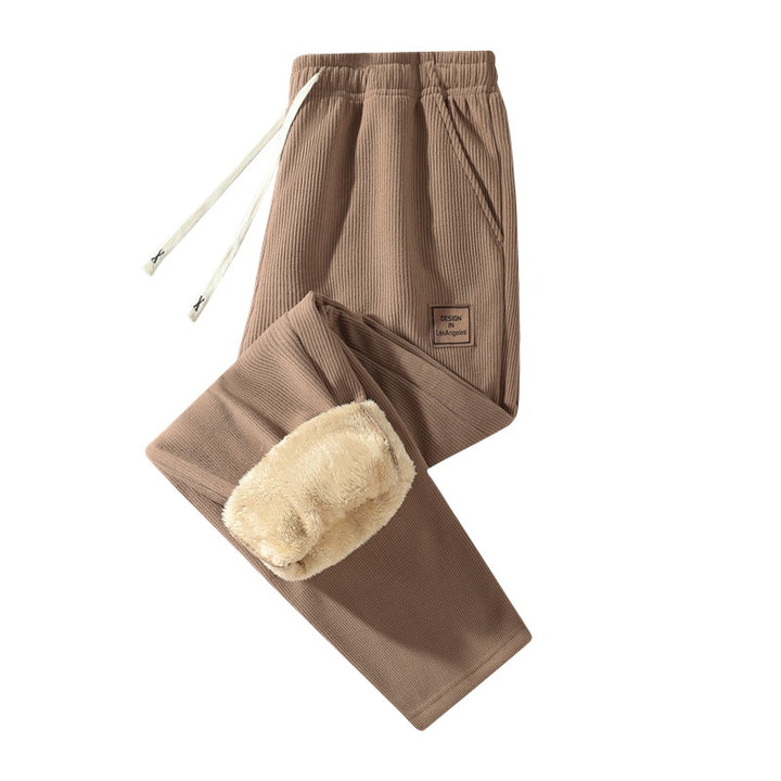 Women's Padded Corduroy Jogging Pants with Teddy Lining, Drawstring Waist & Side Pockets Mune Fashion