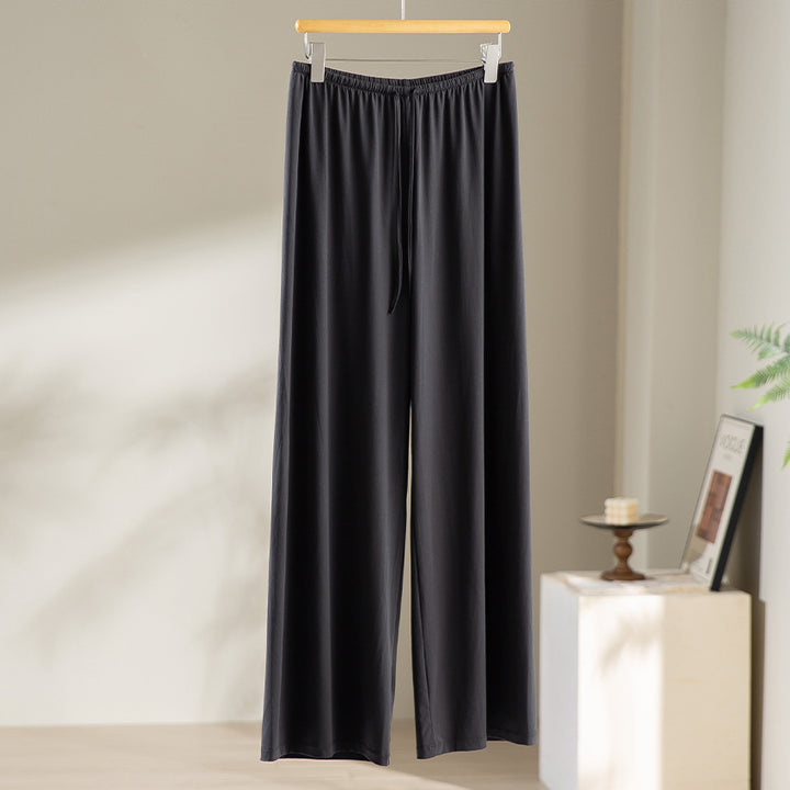 Women Wide Lounge Pants with Elastic Waistband and Drawstring Mune Fashion