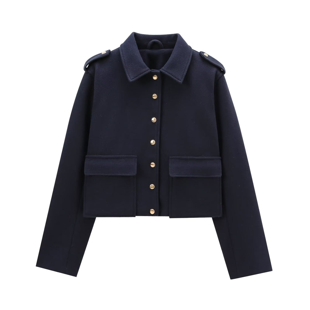 Women's Fashion Short Jacket with Flap Pockets
