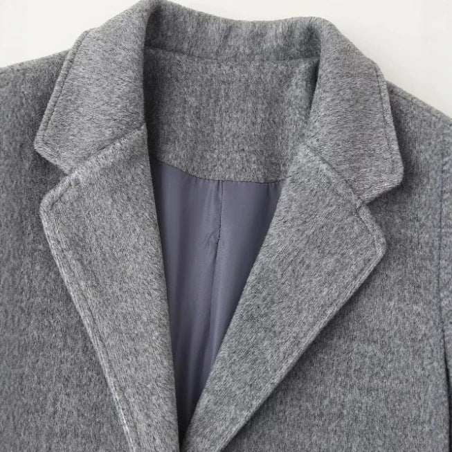 Women's Tailored Blazer Jacket with Asymmetrical Button Placket and Round Neckline Mune Fashion