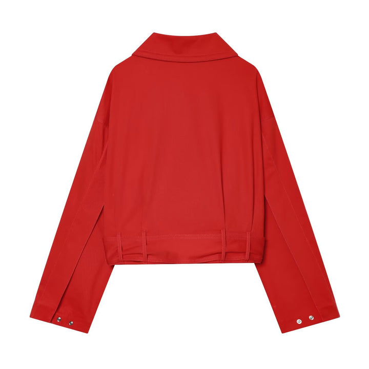Women's Cropped Trench Coat with Waist Tie Belt and Boxy Silhouette Mune Fashion