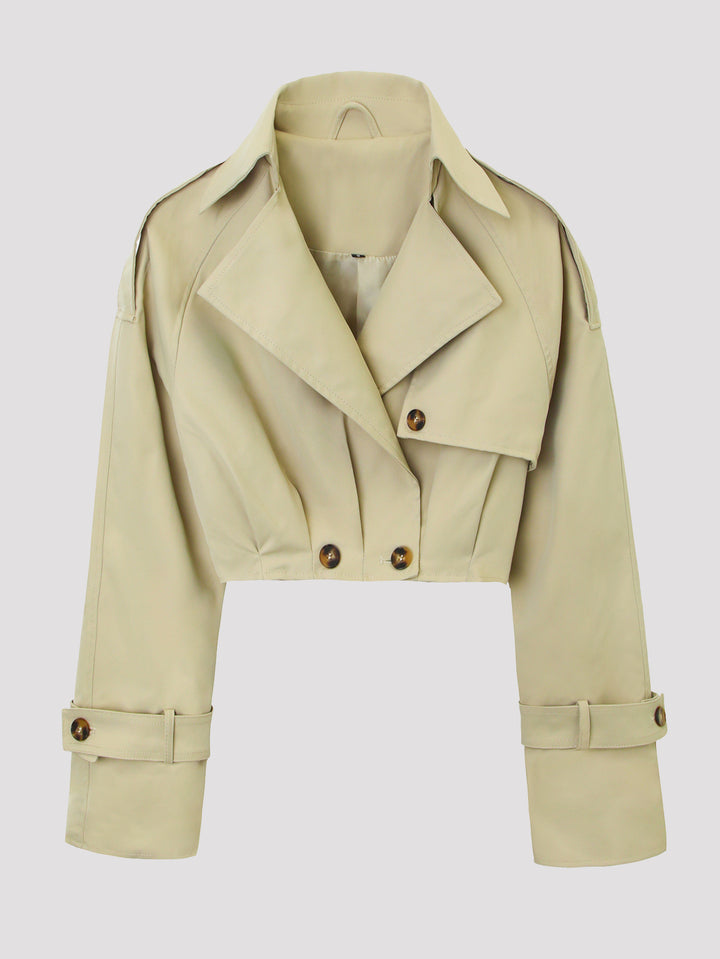Women's Stylish Cropped Trench Coat Jacket Mune Fashion