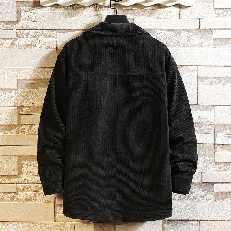 Men's casual corduroy overshirt jacket with button placket and patch chest pockets Mune Fashion