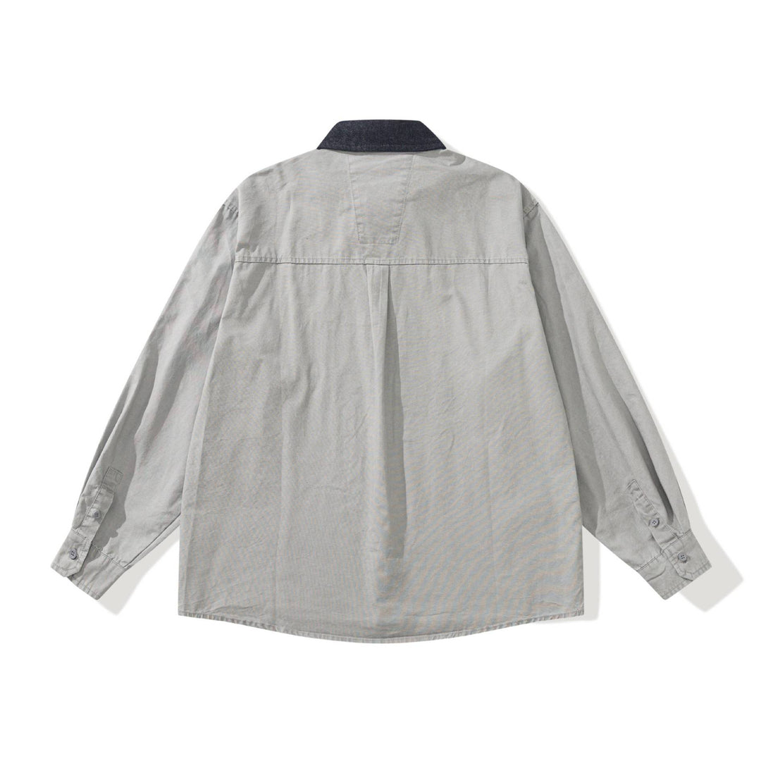 Men's Oversized Shirt Jacket with Contrasting Cord Collar and Decorative Chest Pocket Mune Fashion